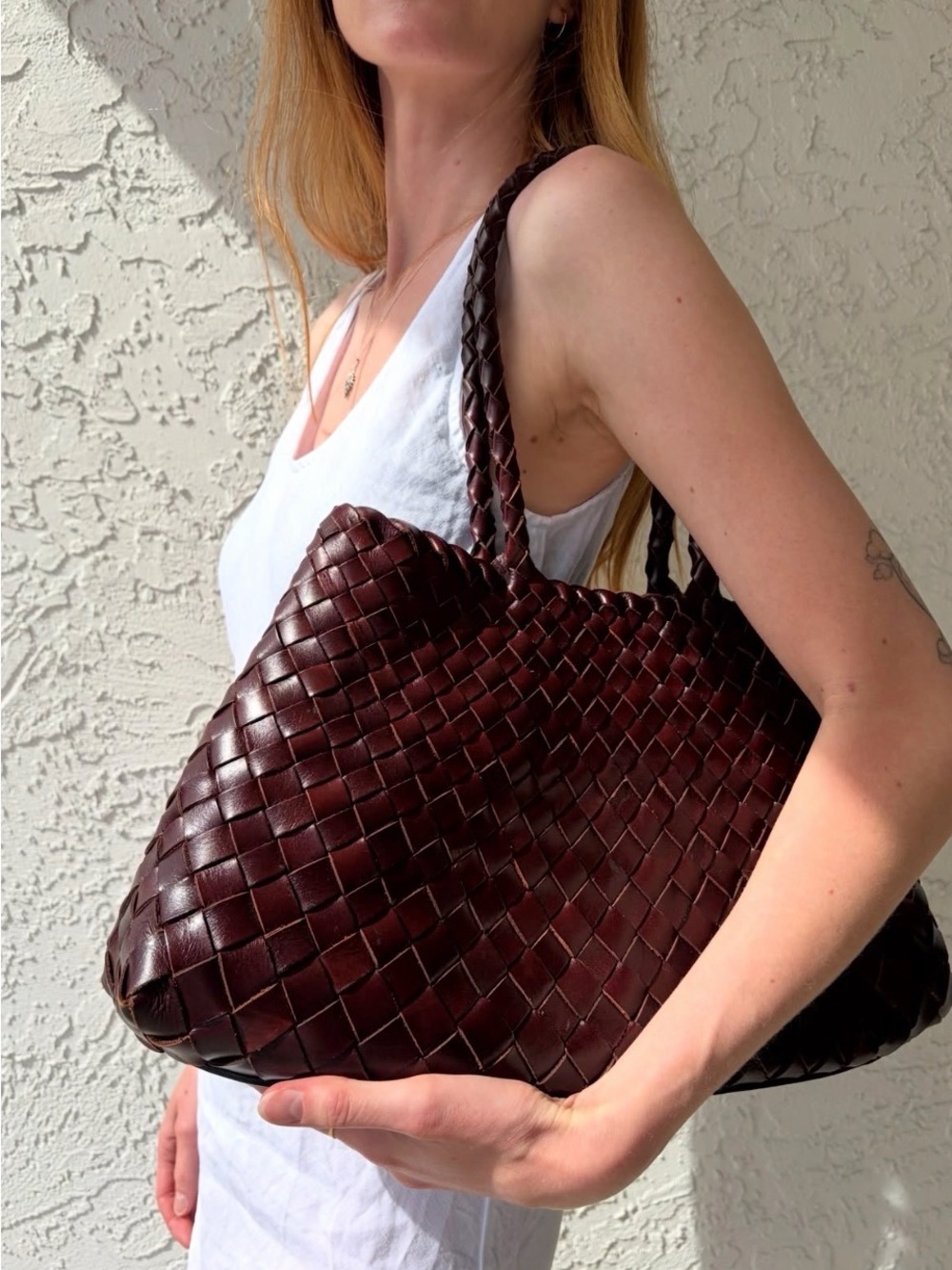 Dragon Diffusion ‘Santa Croce’ Woven Leather Tote Bag - Deep Brown